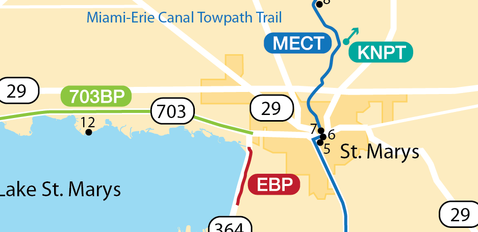 Map of Miami-Erie Canal Towpath Trail